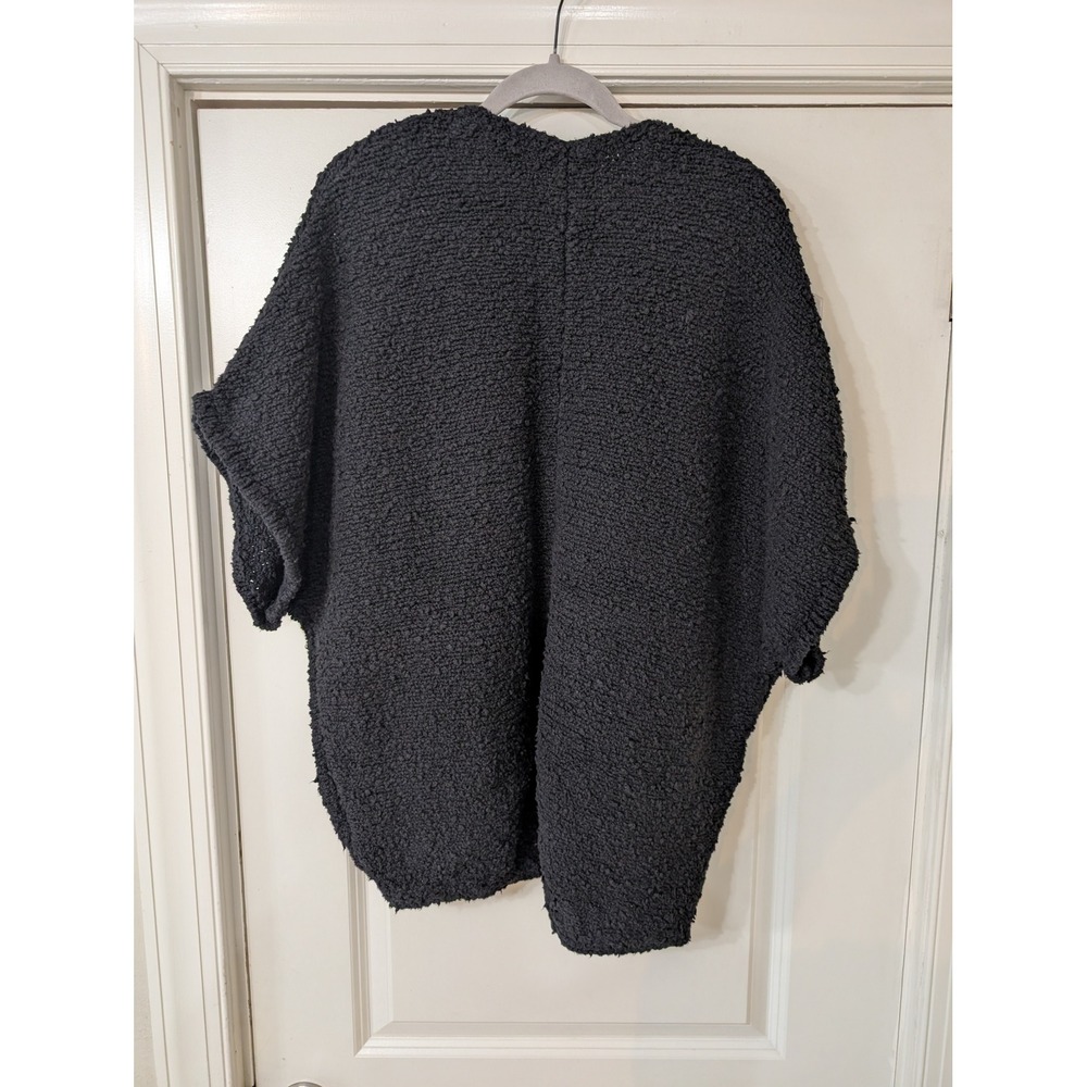 Anthropologie Boucle Knit Cocoon Cardigan Black Draped Open Front Large‎ - Picture 6 of 6